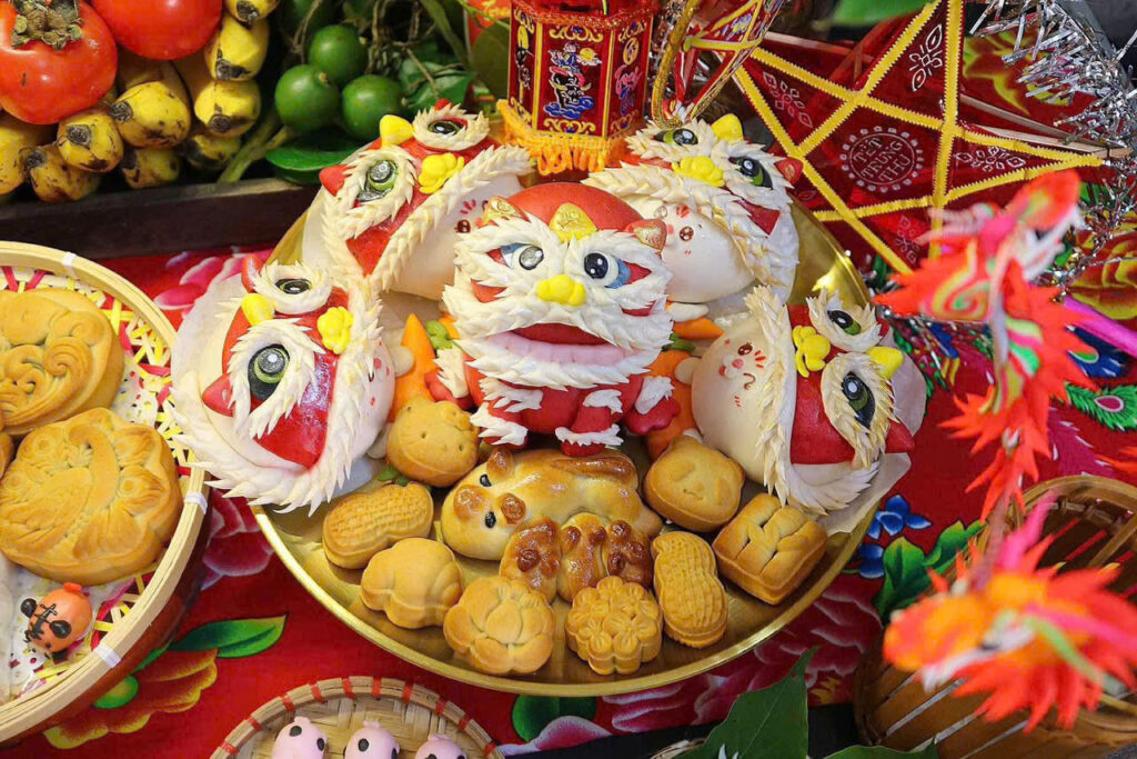 Bánh bao hình đầu lân